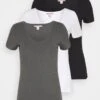 Anna Field 3 PACK - T-Shirt Basic - Black, White